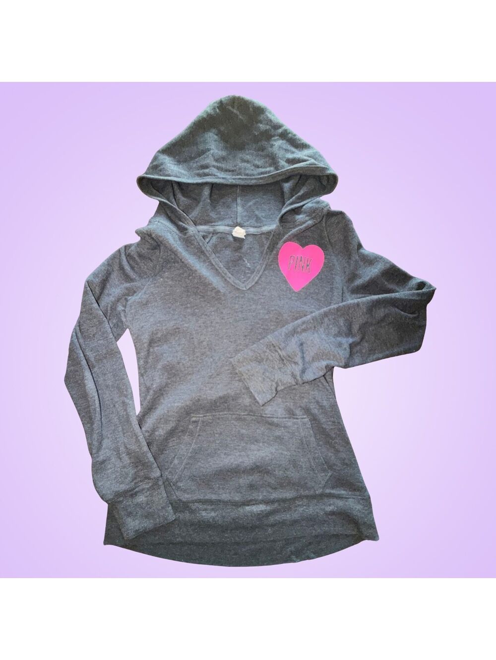 Victoria’s Secret PINK Hooded Pajama Top Gray Leopard Logo | Large